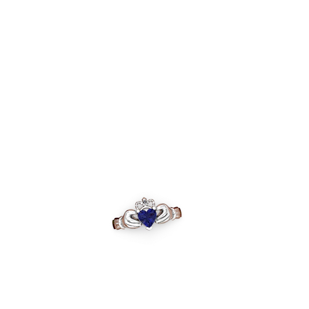 Lab Sapphire Claddagh 14K White Gold ring R2370