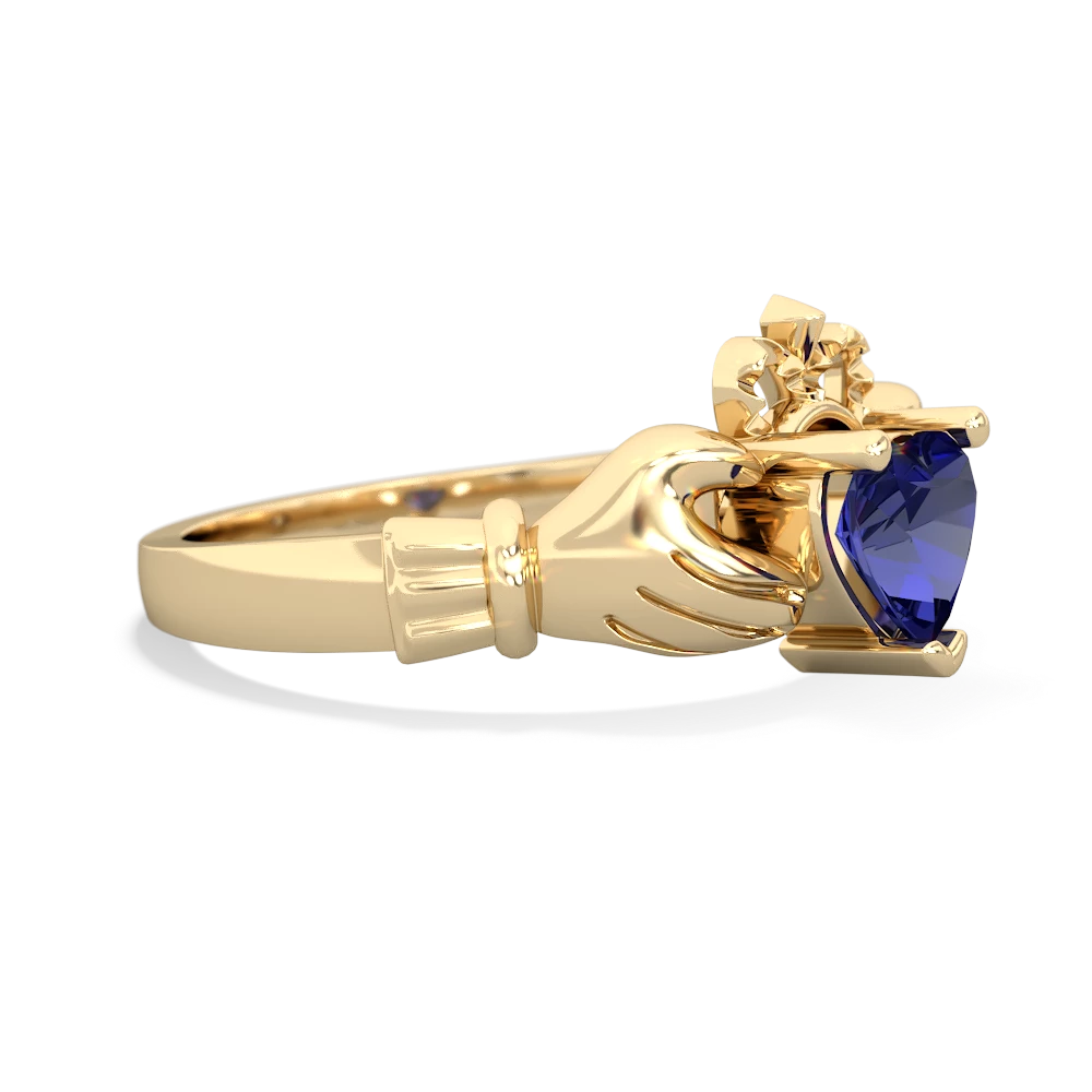 Lab Sapphire Claddagh 14K Yellow Gold ring R2370