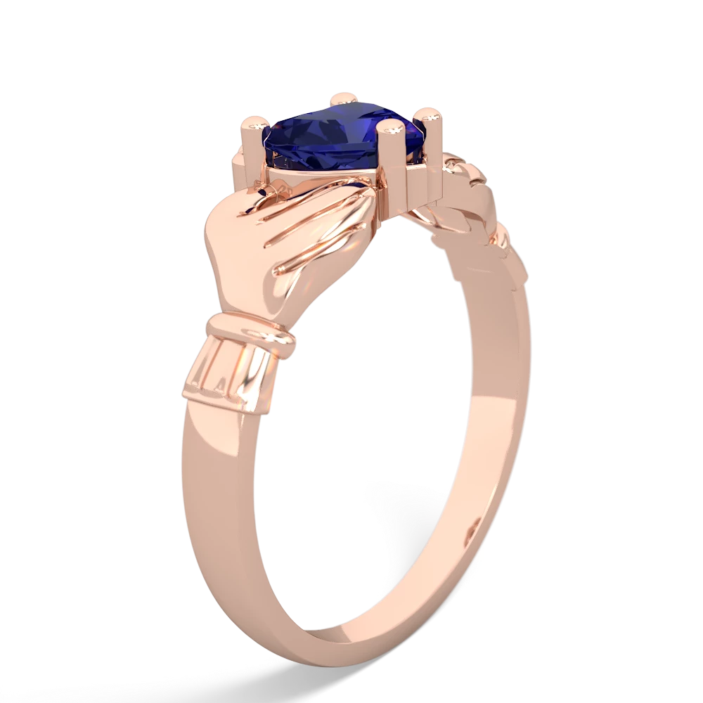 Lab Sapphire Claddagh Diamond Crown 14K Rose Gold ring R2372