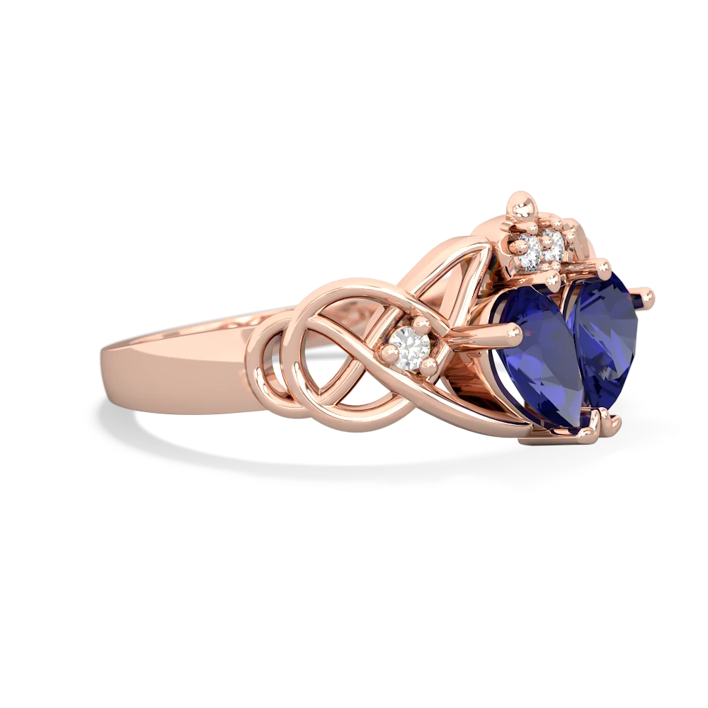 Lab Sapphire 'One Heart' Celtic Knot Claddagh 14K Rose Gold ring R5322