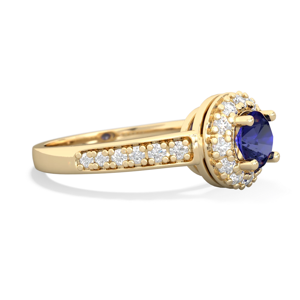 Lab Sapphire Diamond Halo 14K Yellow Gold ring R5370