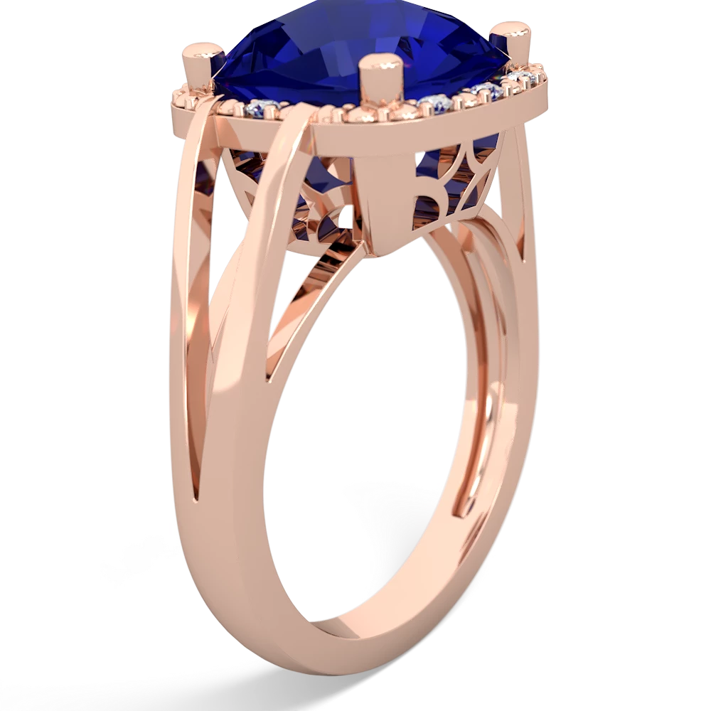 Lab Sapphire Art Deco Cocktail 14K Rose Gold ring R2498