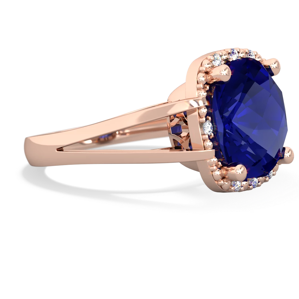 Lab Sapphire Art Deco Cocktail 14K Rose Gold ring R2498