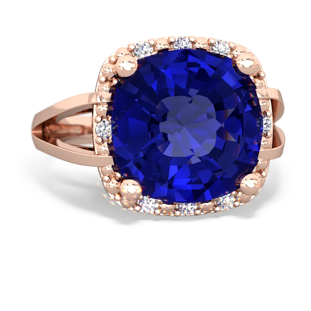 Lab Sapphire Art Deco Cocktail 14K Rose Gold ring R2498