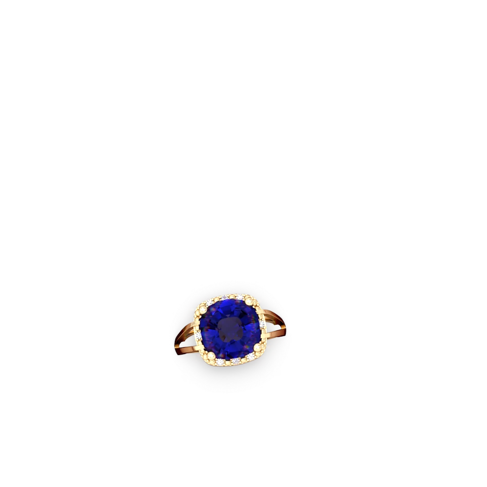 Lab Sapphire Art Deco Cocktail 14K Yellow Gold ring R2498