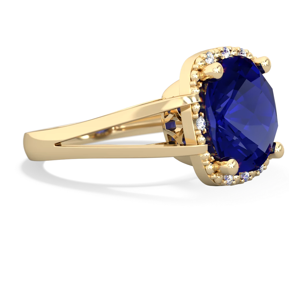 Lab Sapphire Art Deco Cocktail 14K Yellow Gold ring R2498