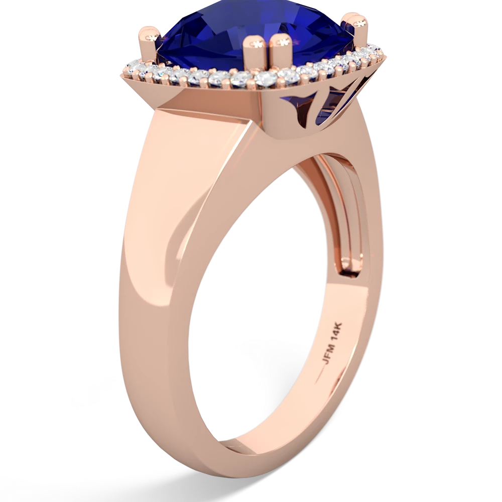 Lab Sapphire Halo Cocktail 14K Rose Gold ring R2544