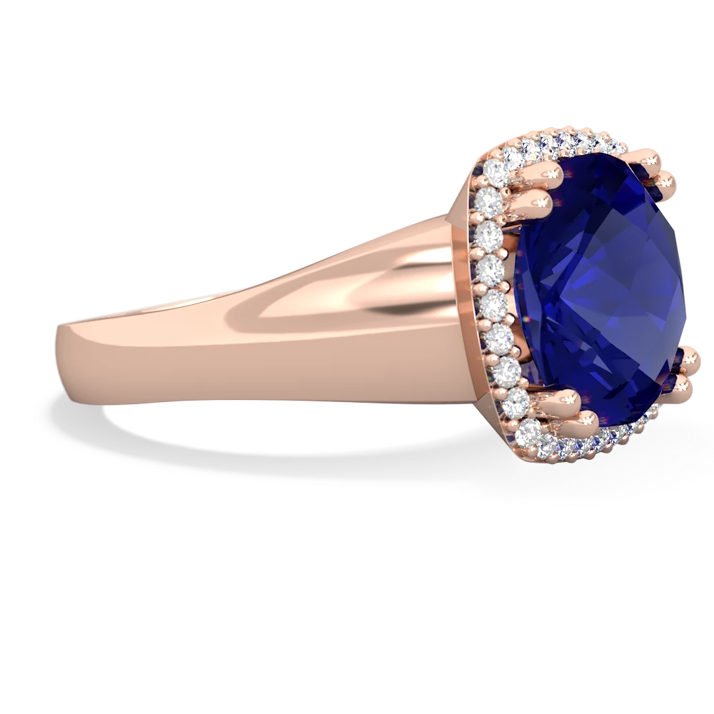 Lab Sapphire Halo Cocktail 14K Rose Gold ring R2544