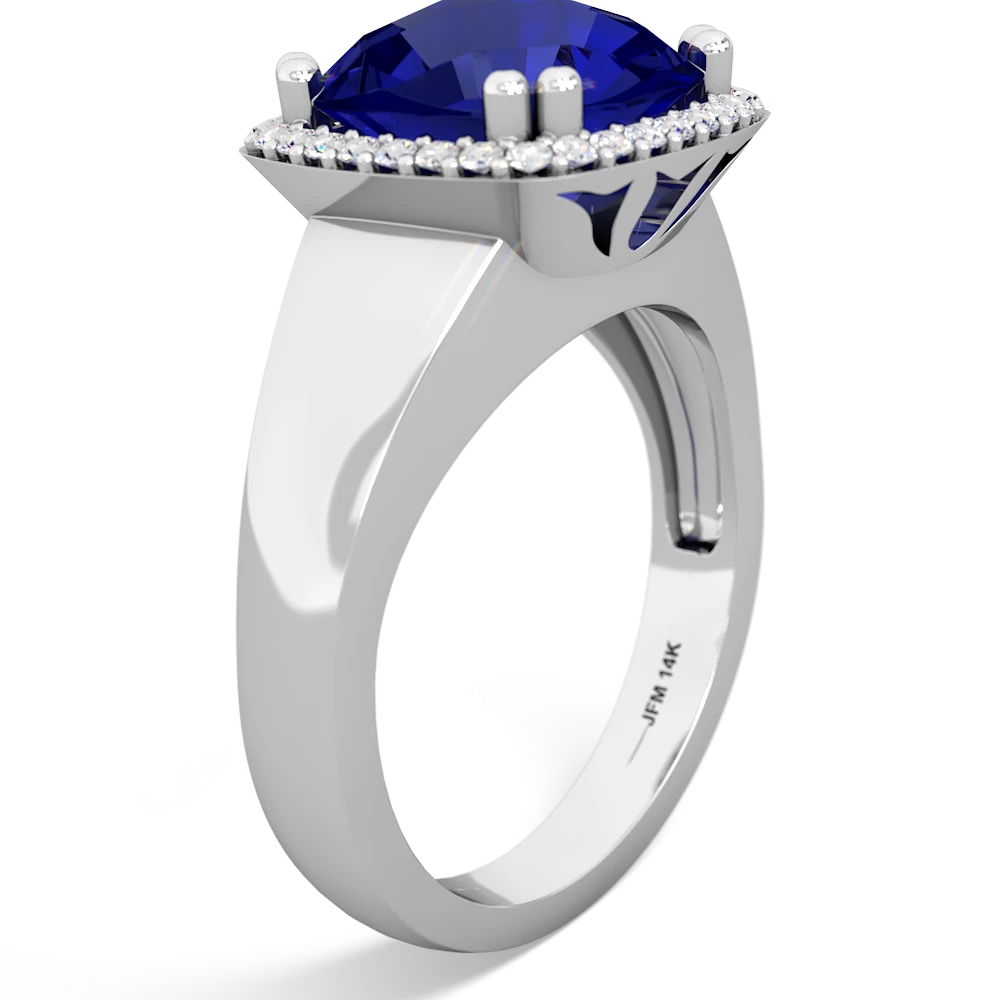 Lab Sapphire Halo Cocktail 14K White Gold ring R2544