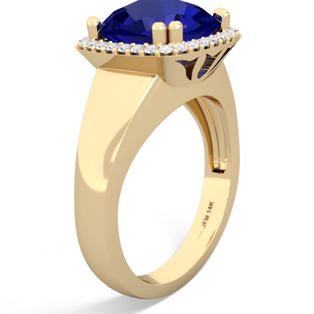 Lab Sapphire Halo Cocktail 14K Yellow Gold ring R2544