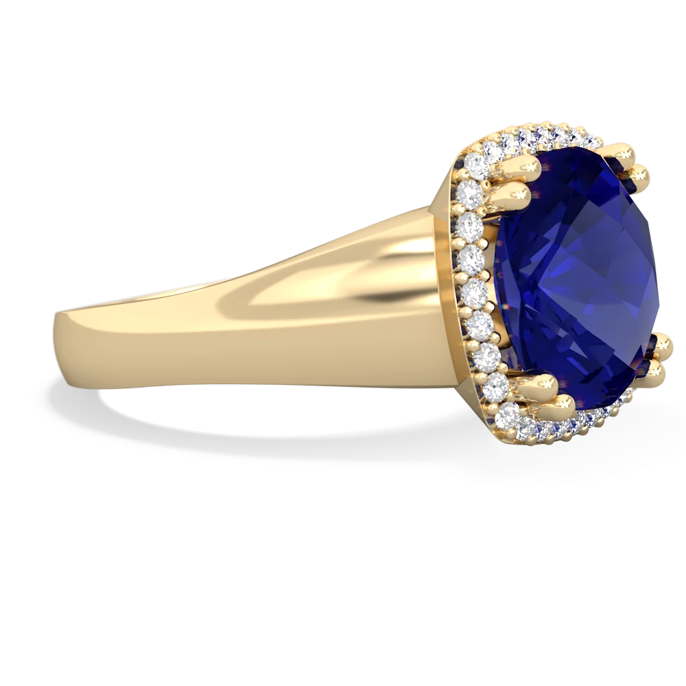 Lab Sapphire Halo Cocktail 14K Yellow Gold ring R2544