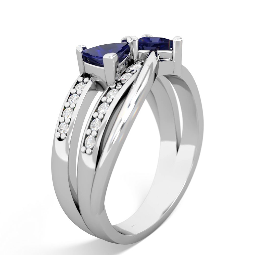Lab Sapphire Bowtie 14K White Gold ring R2360