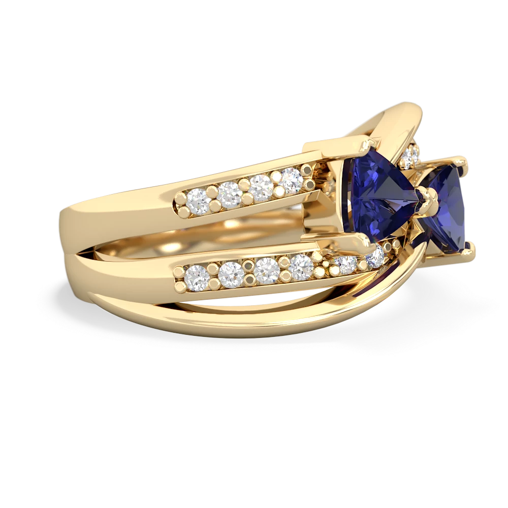 Lab Sapphire Bowtie 14K Yellow Gold ring R2360