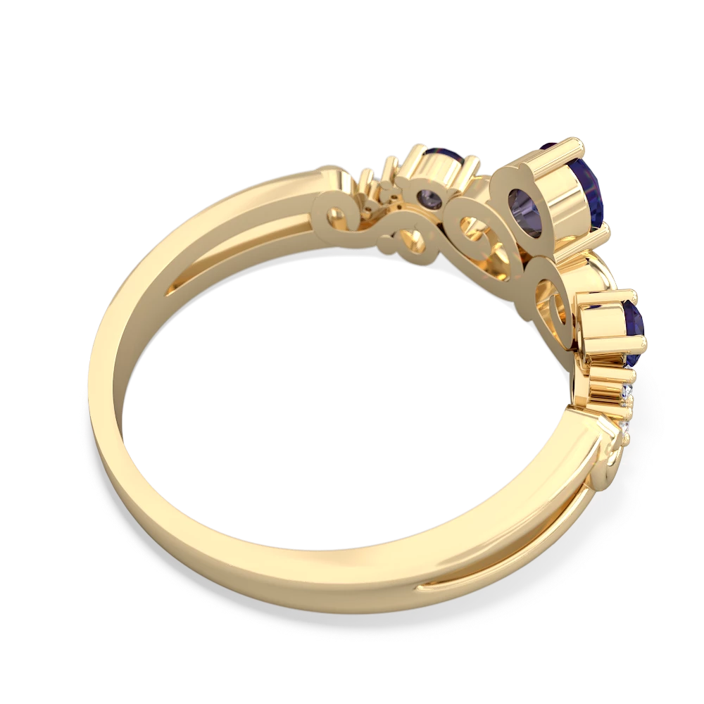 Lab Sapphire Crown Keepsake 14K Yellow Gold ring R5740