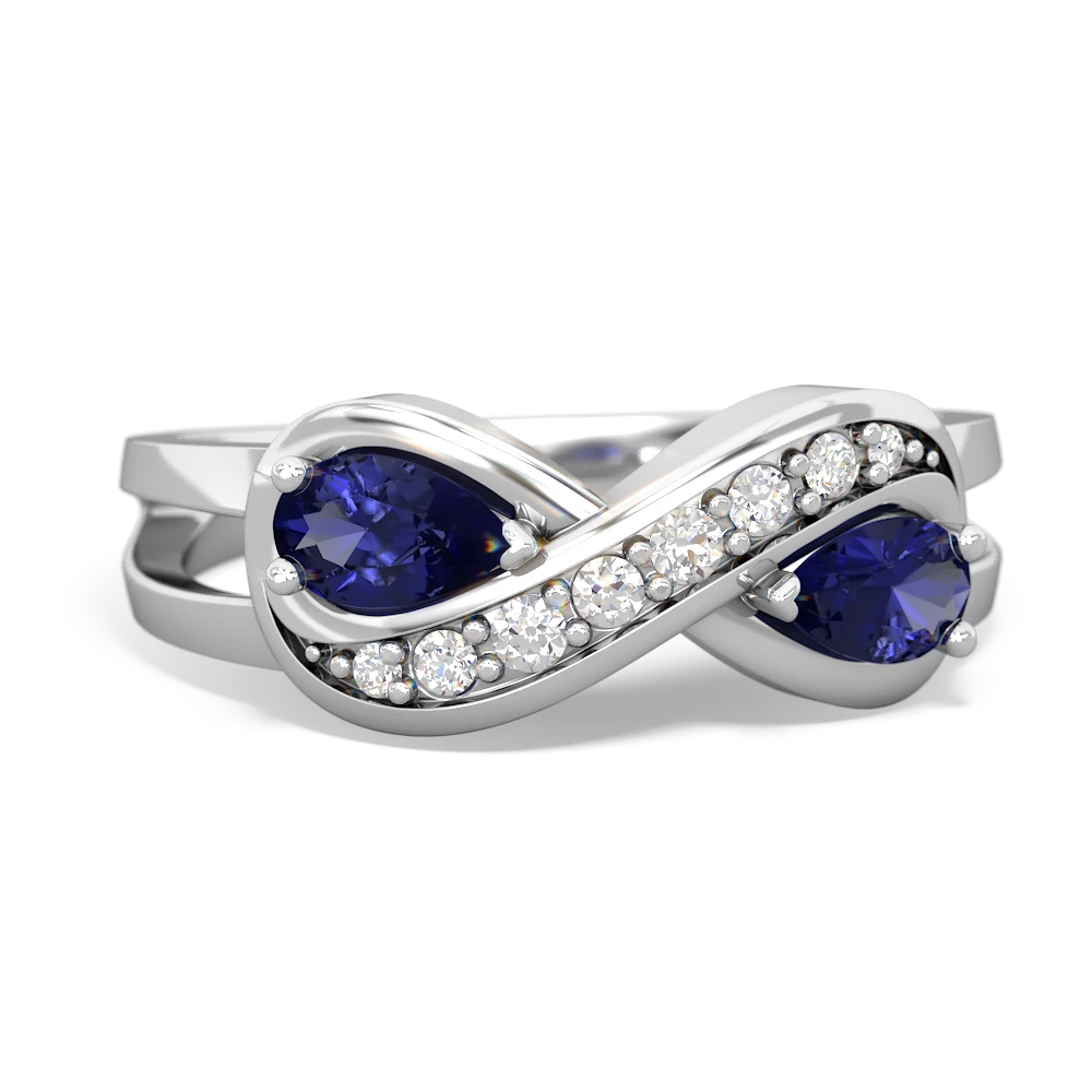 Lab Sapphire Diamond Infinity 14K White Gold ring R5390