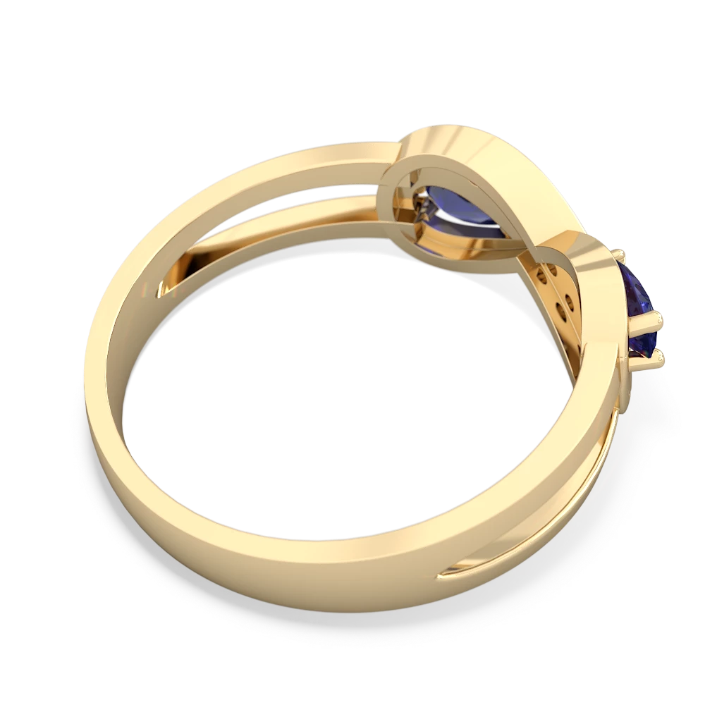 Lab Sapphire Diamond Infinity 14K Yellow Gold ring R5390