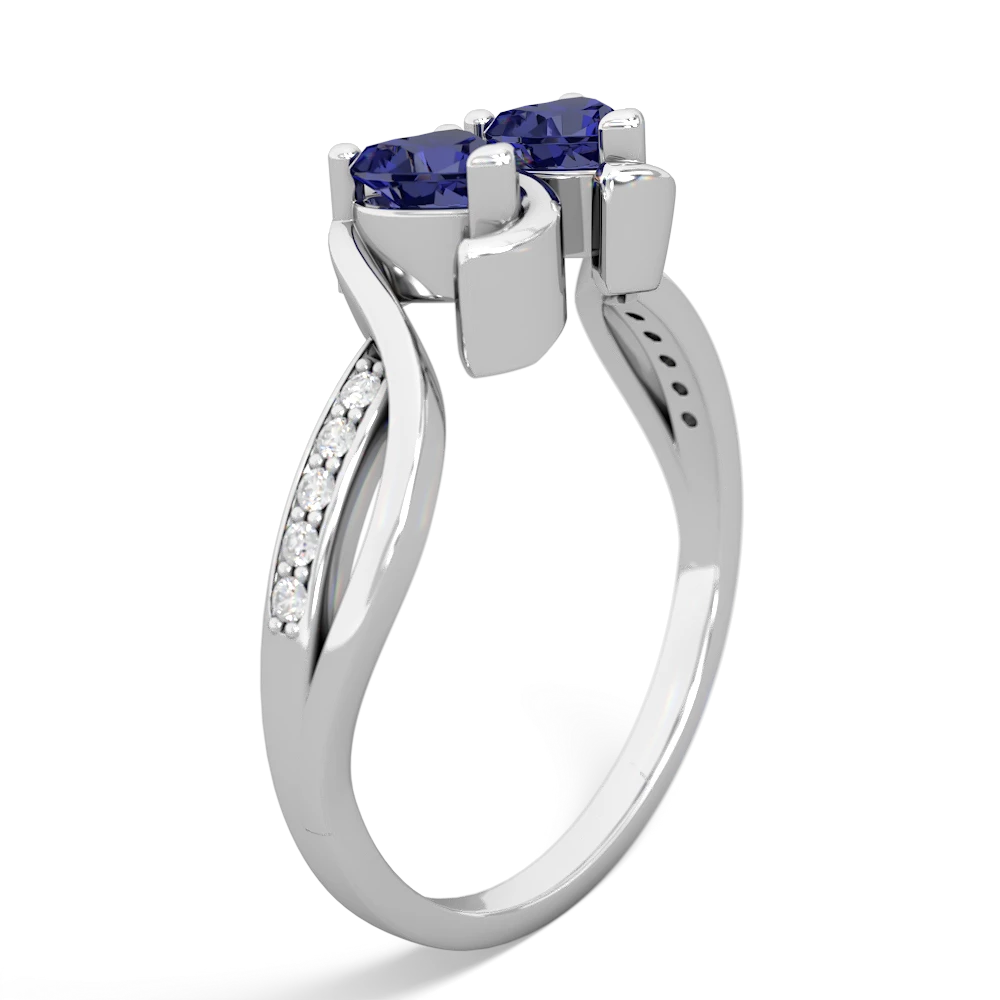 Lab Sapphire Side By Side 14K White Gold ring R3090