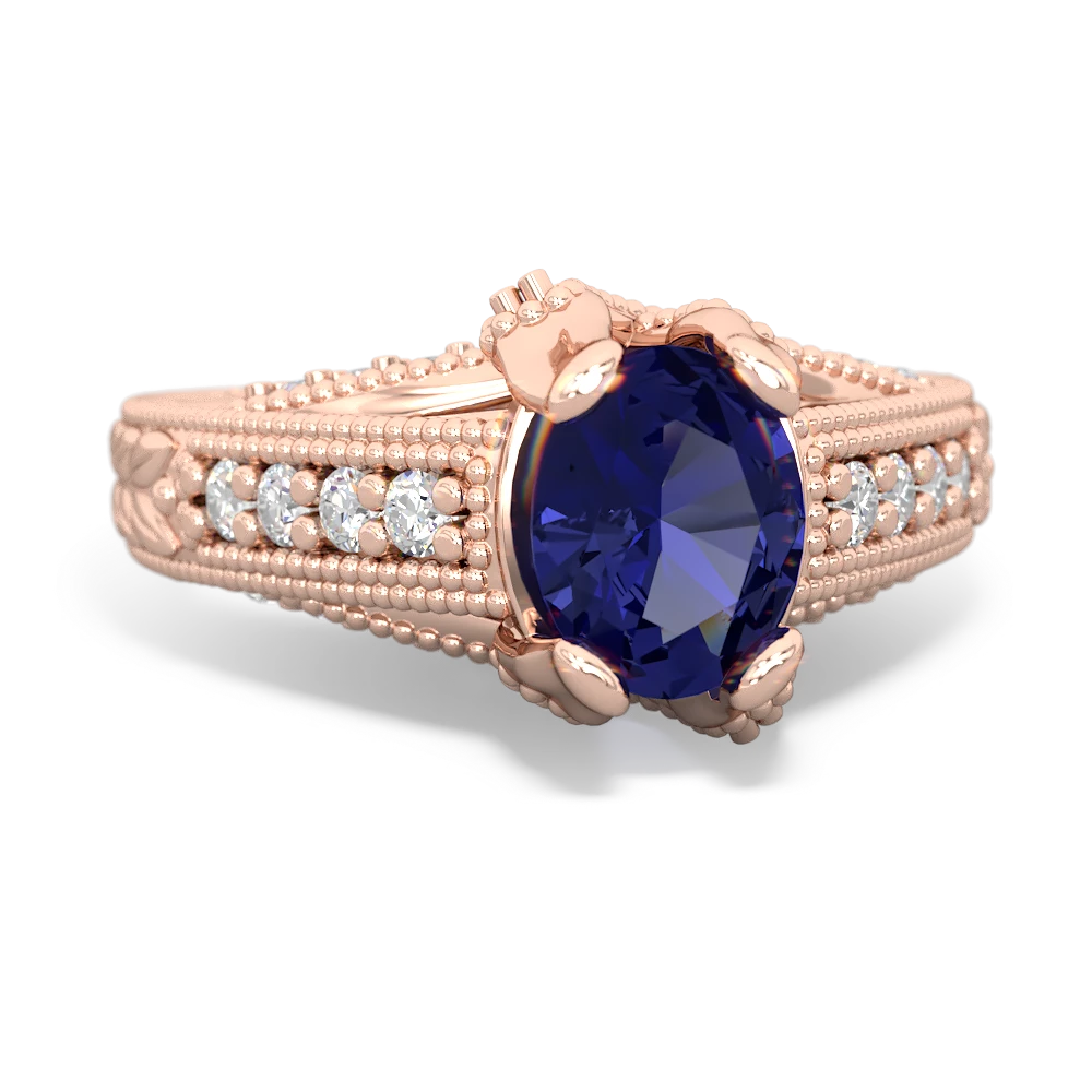 Lab Sapphire Antique Style 14K Rose Gold ring R2028