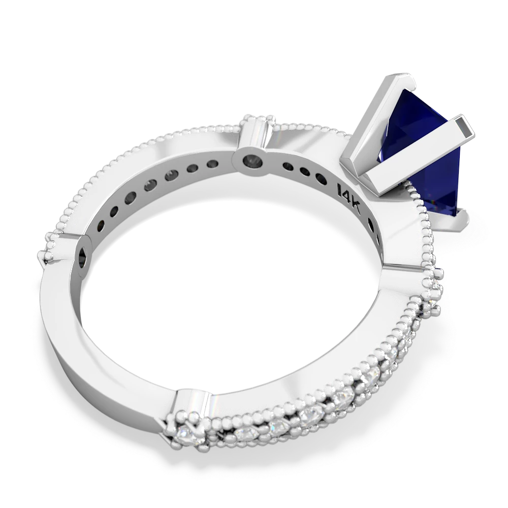 Lab Sapphire Sparkling Tiara 8X6 Emerald-Cut 14K White Gold ring R26298EM