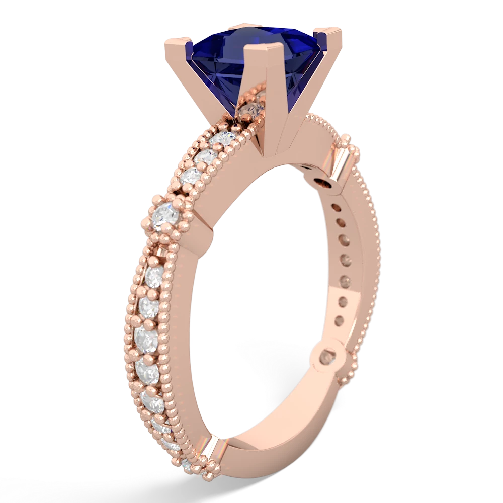 Lab Sapphire Sparkling Tiara 6Mm Princess 14K Rose Gold ring R26296SQ