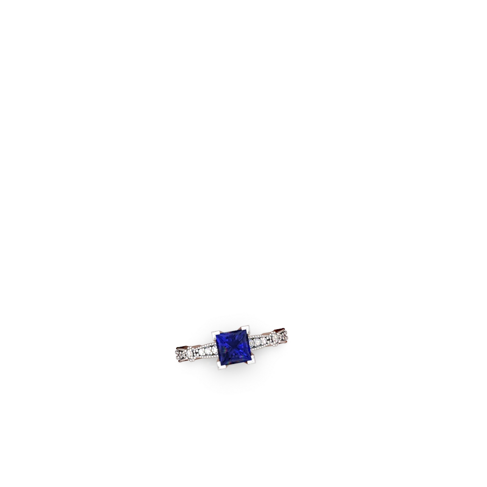 Lab Sapphire Sparkling Tiara 6Mm Princess 14K White Gold ring R26296SQ