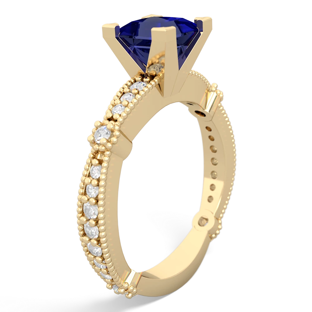 Lab Sapphire Sparkling Tiara 6Mm Princess 14K Yellow Gold ring R26296SQ