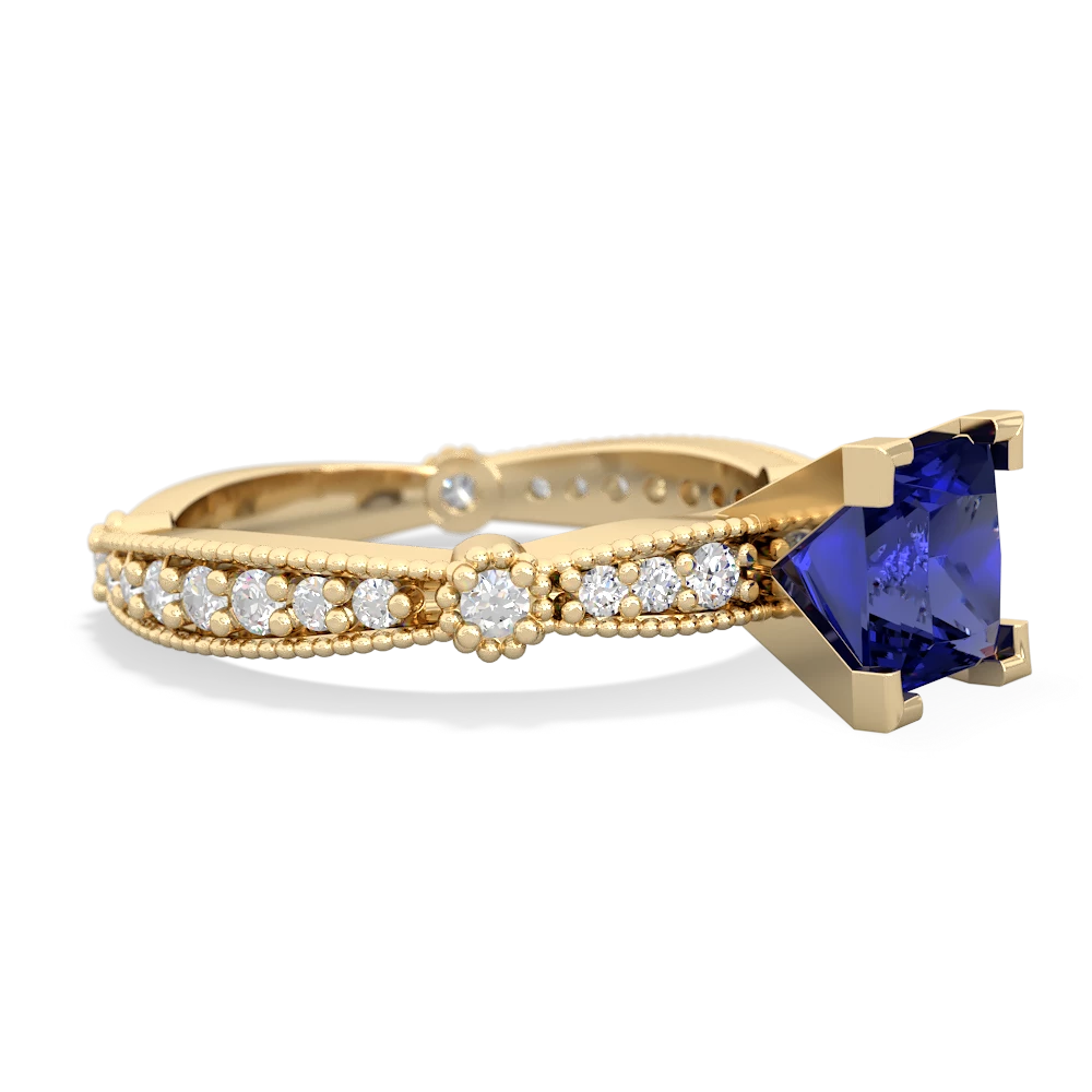 Lab Sapphire Sparkling Tiara 6Mm Princess 14K Yellow Gold ring R26296SQ