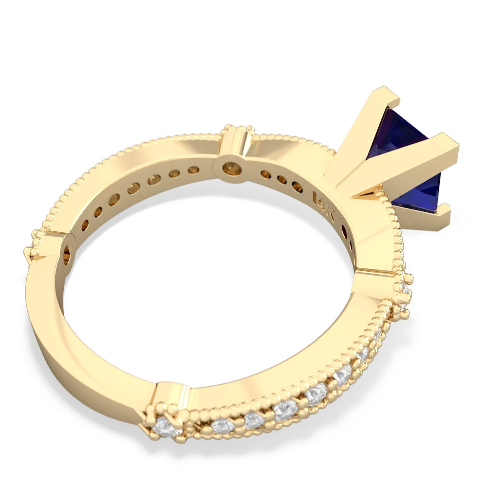 Lab Sapphire Sparkling Tiara 6Mm Princess 14K Yellow Gold ring R26296SQ