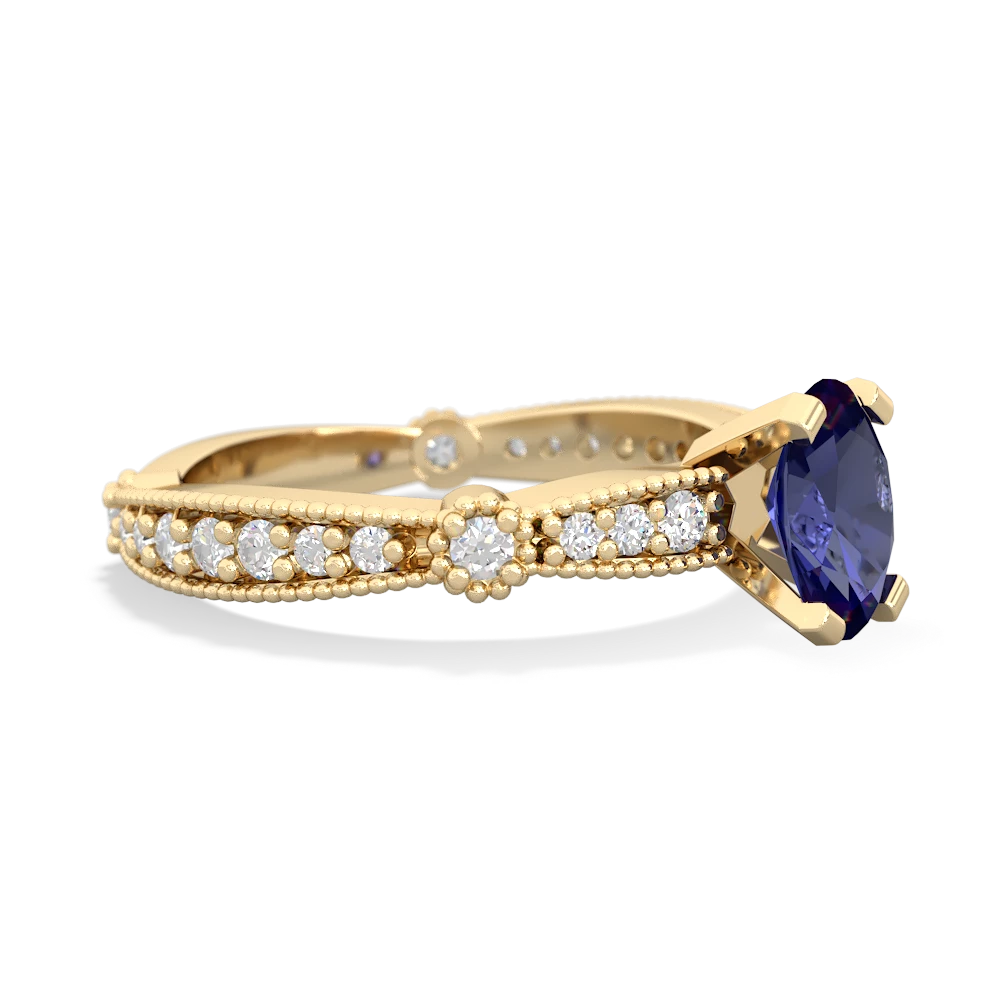 Lab Sapphire Sparkling Tiara 7X5mm Oval 14K Yellow Gold ring R26297VL