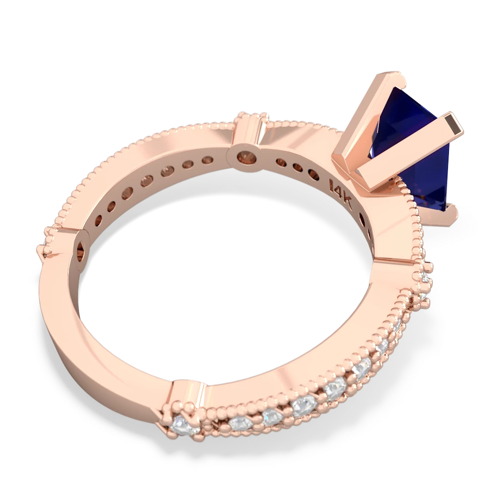 Lab Sapphire Sparkling Tiara 8X6 Emerald-Cut 14K Rose Gold ring R26298EM