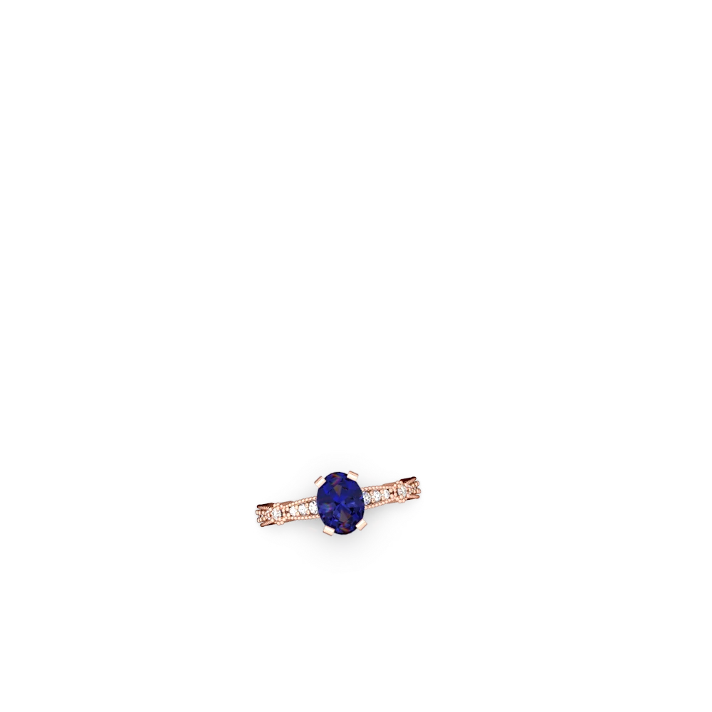 Lab Sapphire Sparkling Tiara 8X6 Oval 14K Rose Gold ring R26298VL