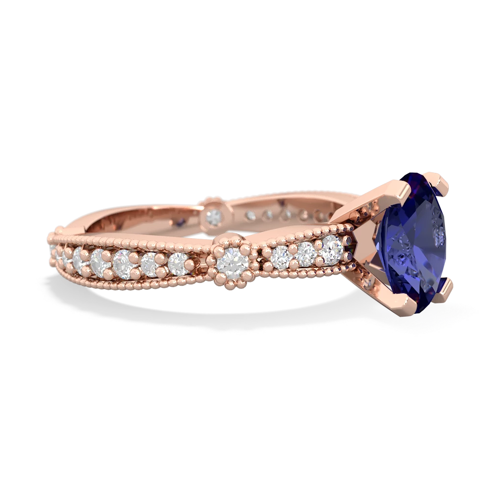 Lab Sapphire Sparkling Tiara 8X6 Oval 14K Rose Gold ring R26298VL