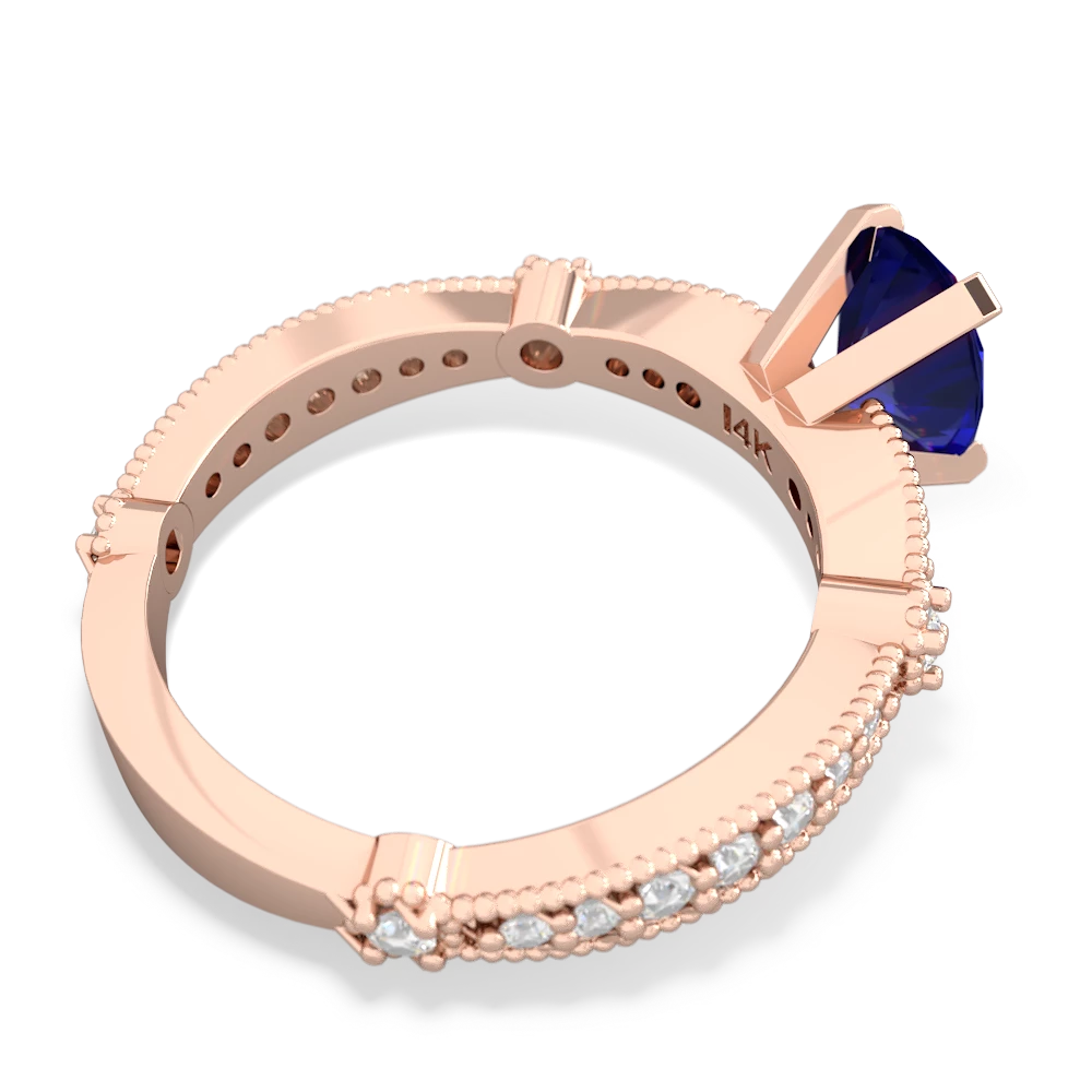 Lab Sapphire Sparkling Tiara 8X6 Oval 14K Rose Gold ring R26298VL