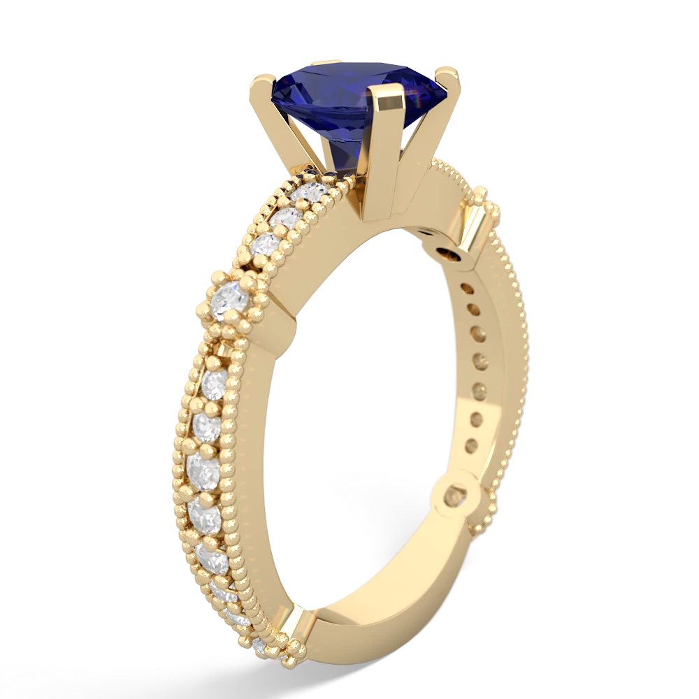 Lab Sapphire Sparkling Tiara 8X6 Oval 14K Yellow Gold ring R26298VL