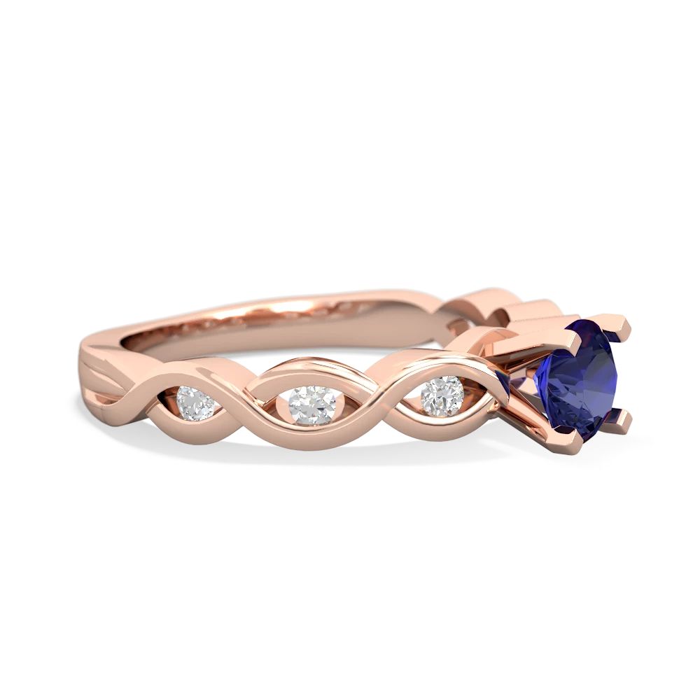Lab Sapphire Infinity 5Mm Round Engagement 14K Rose Gold ring R26315RD