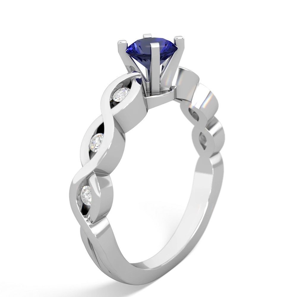 Lab Sapphire Infinity 5Mm Round Engagement 14K White Gold ring R26315RD