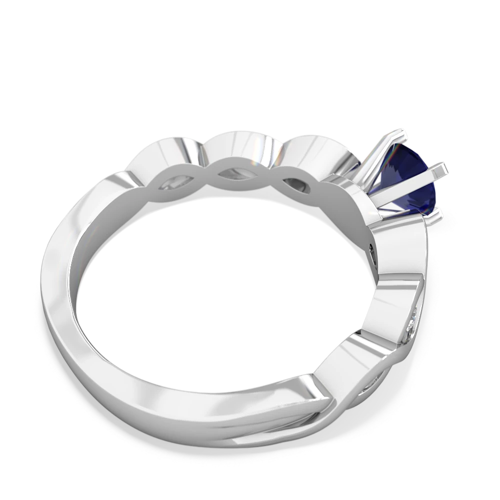 Lab Sapphire Infinity 5Mm Round Engagement 14K White Gold ring R26315RD