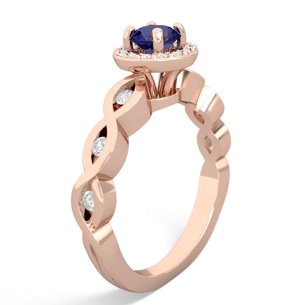 Lab Sapphire Infinity Halo Engagement 14K Rose Gold ring R26315RH