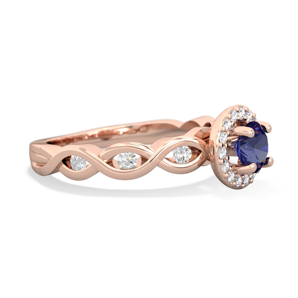Lab Sapphire Infinity Halo Engagement 14K Rose Gold ring R26315RH