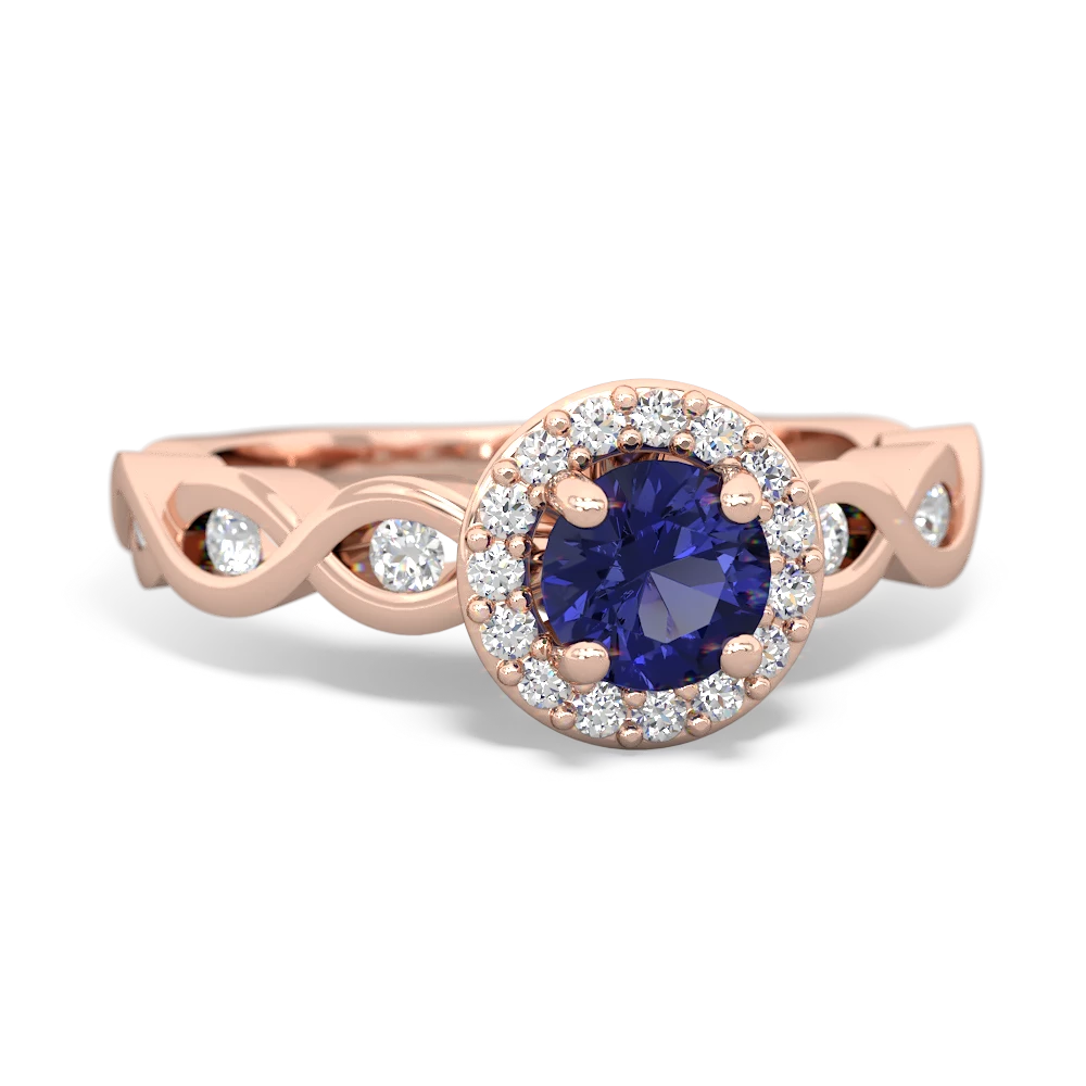 Lab Sapphire Infinity Halo Engagement 14K Rose Gold ring R26315RH