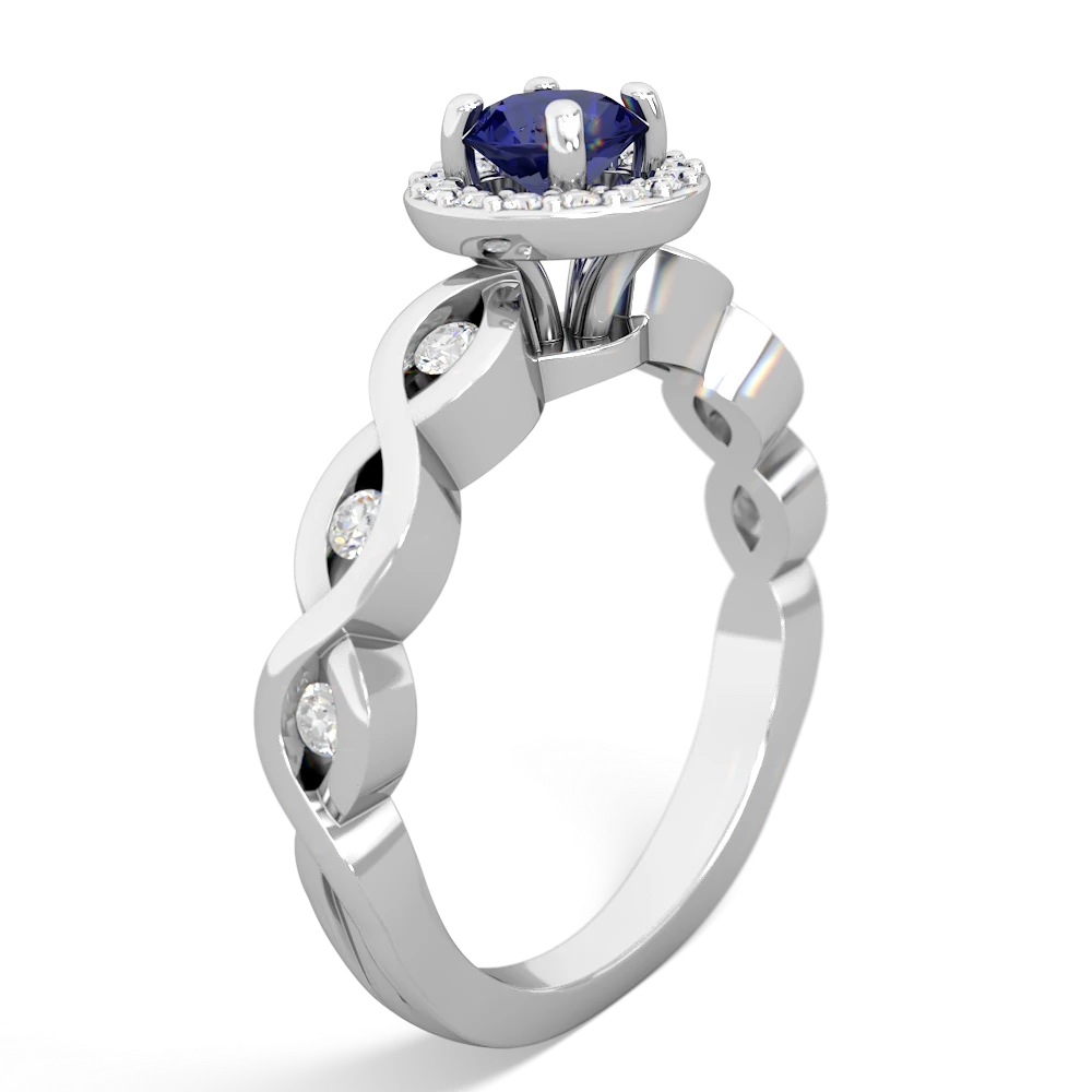 Lab Sapphire Infinity Halo Engagement 14K White Gold ring R26315RH