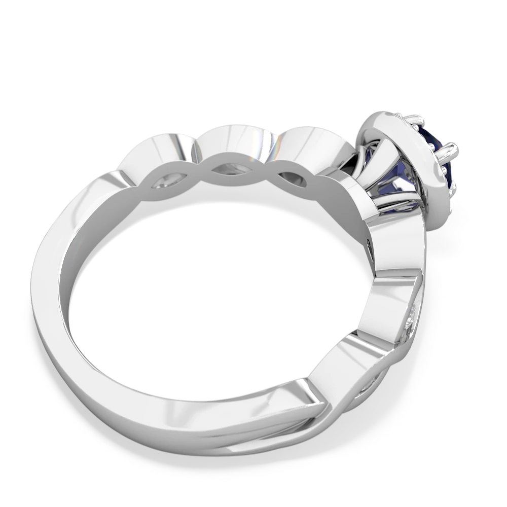 Lab Sapphire Infinity Halo Engagement 14K White Gold ring R26315RH