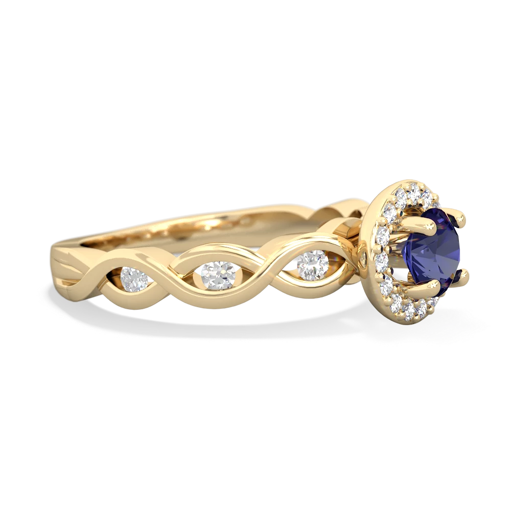 Lab Sapphire Infinity Halo Engagement 14K Yellow Gold ring R26315RH