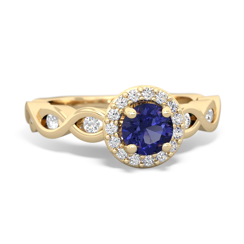 Lab Sapphire Infinity Halo Engagement 14K Yellow Gold ring R26315RH