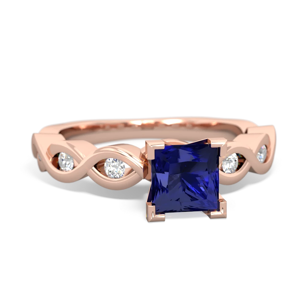 Lab Sapphire Infinity 5Mm Square Engagement 14K Rose Gold ring R26315SQ