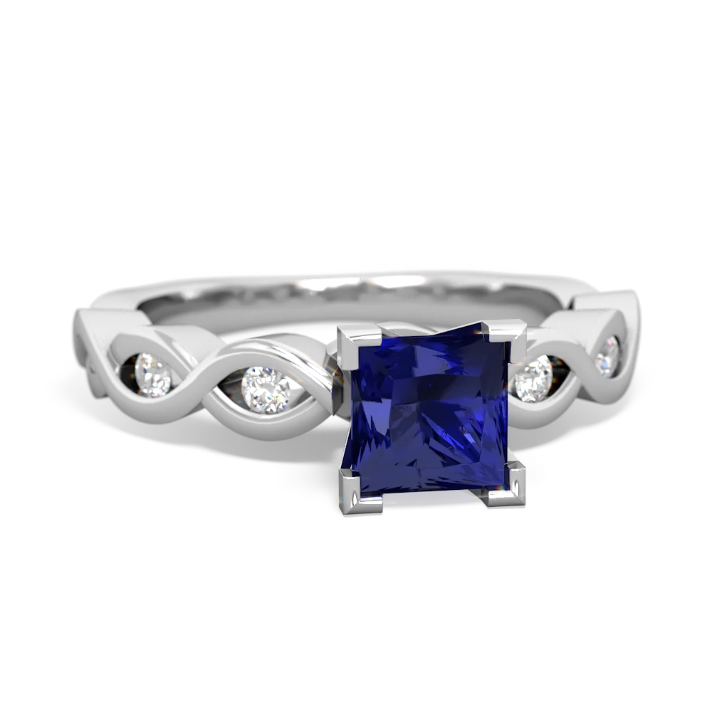 Lab Sapphire Infinity 5Mm Square Engagement 14K White Gold ring R26315SQ