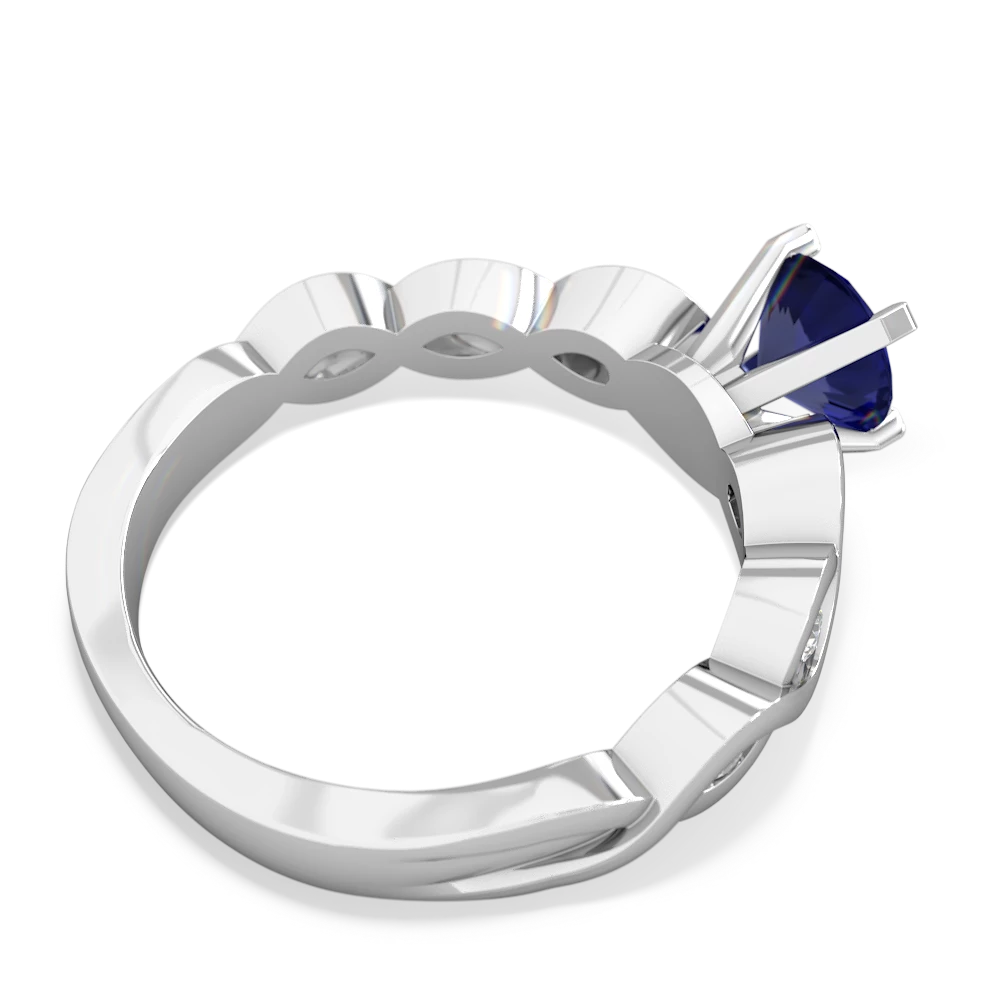 Lab Sapphire Infinity 6Mm Round Engagement 14K White Gold ring R26316RD