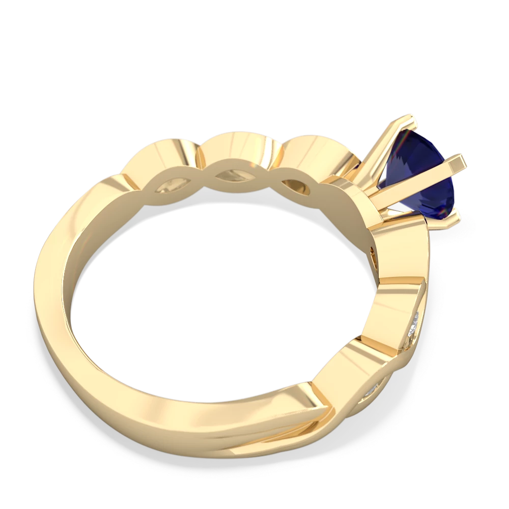 Lab Sapphire Infinity 6Mm Round Engagement 14K Yellow Gold ring R26316RD