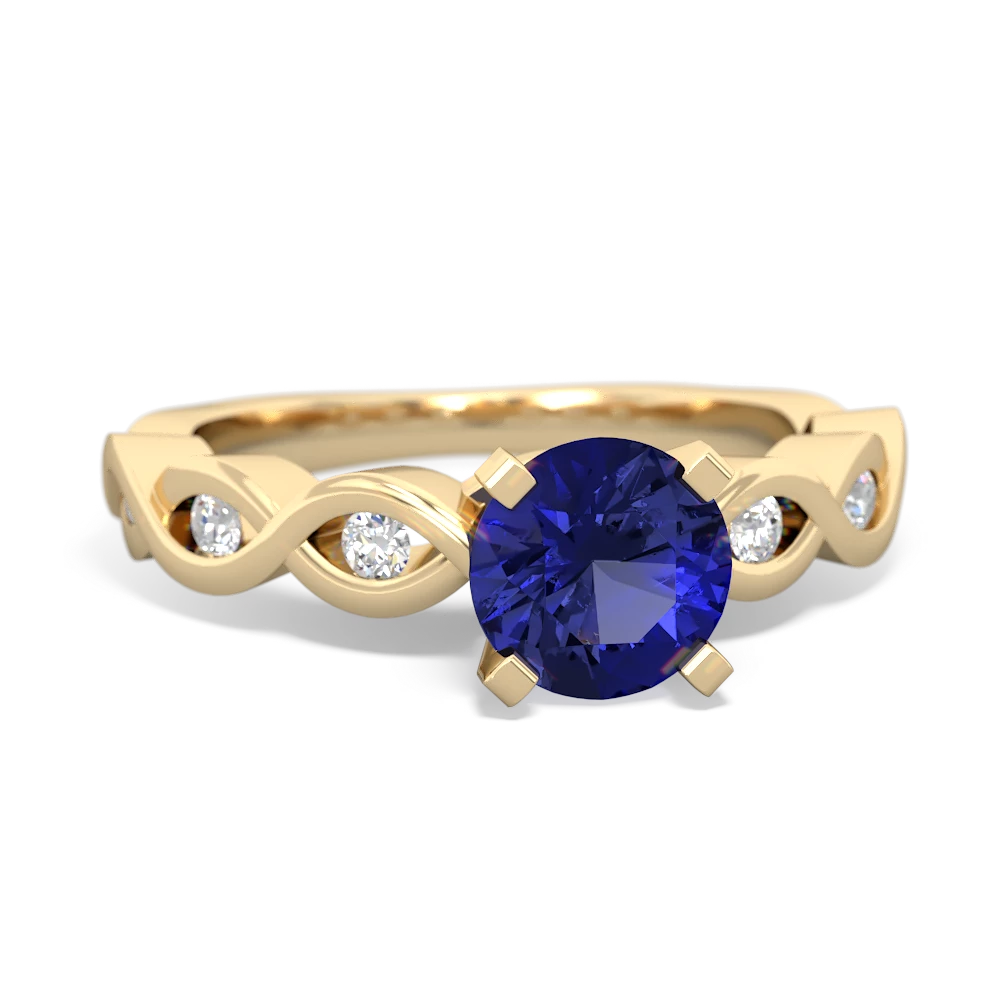 Lab Sapphire Infinity 6Mm Round Engagement 14K Yellow Gold ring R26316RD