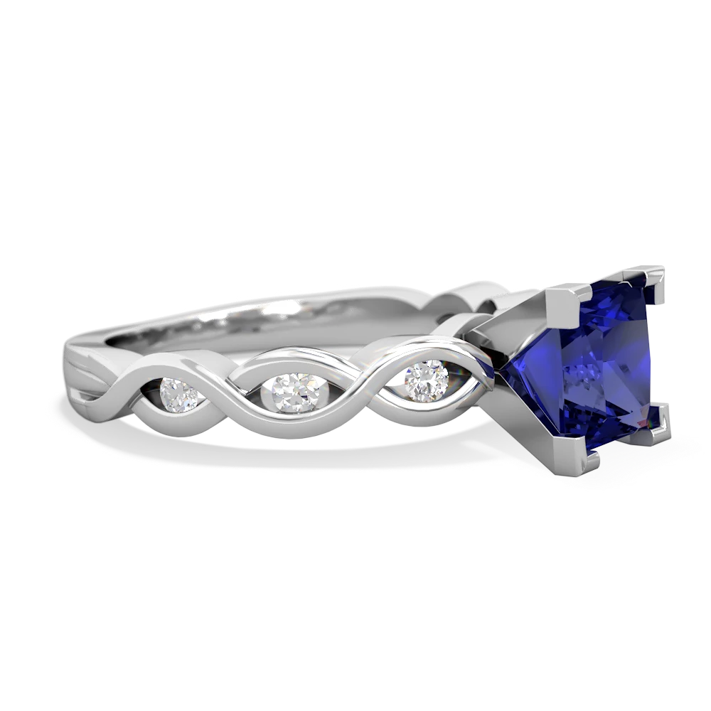 Lab Sapphire Infinity 6Mm Princess Engagement 14K White Gold ring R26316SQ